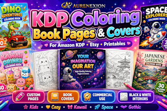 create KDP coloring book pages and covers for amazon