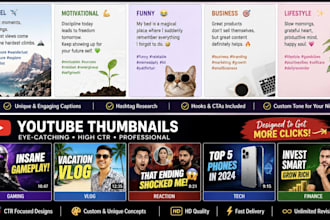 write instagram caption, youtube thumbnail design for you