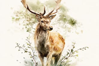 paint animals watercolor or digital illustration