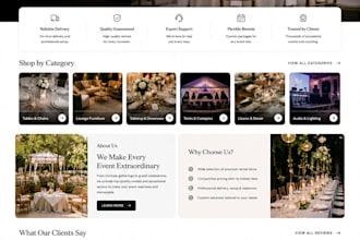 create party rental website, event planning and 360 photo booth website