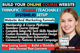 setup thinkific corporate training online course member area kajabi sales SEO