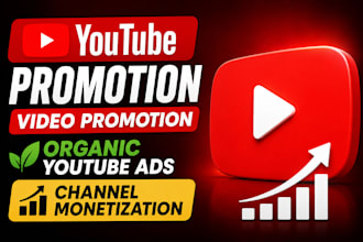 do you tube promotion, video promotion, organic youtube ads channel monetization