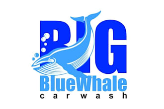 design aesthetics whale car wash clean logo with fish