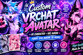 custom vrchat avatar, vr character, vrc avatar, furry nsfw avatar 3d model