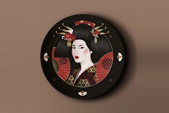 design japanese geisha illustration logo