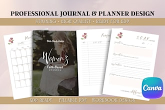 design journal, planner, workbook, ebook layout, amazon KDP book, journal cover
