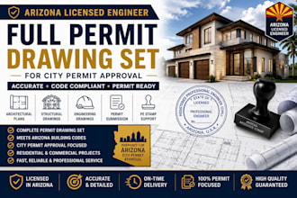 do full permit drawing set as arizona licensed engineer for city permit approval