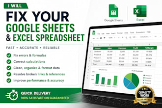 fix, clean, debug, and optimize your google sheets or excel spreadsheet