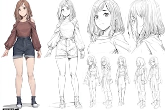 create professional anime character sheet and reference