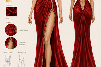 create luxury fashion sketches