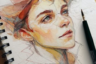 draw your portrait in watercolor