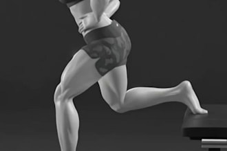 create realistic 3d workout, fitness animation,  3d gym animation, 3d exercise