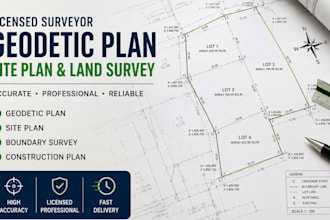 draw licensed land survey plans site plan boundary construction, geodetic plan