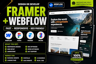 design or develop framer website with cms, webflow website animations and SEO
