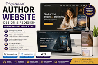 design a professional author website using kadence, generatepress, or wix