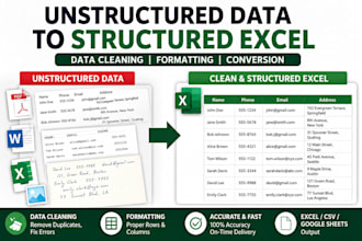 format unstructured data into structured excel with data cleaning