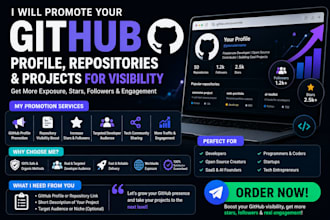promote your github profile, repositories and projects for visibility