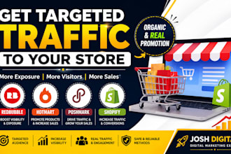 promote your redbubble, market your hotmart, poshmark and shopify