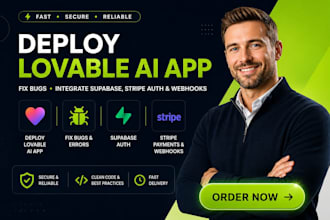 deploy lovable ai app, fix bugs, integrate supabase stripe auth and webhooks