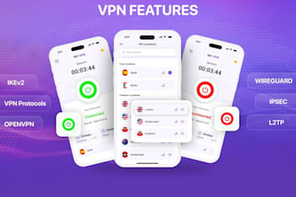 build VPN app development ios android mac PC with admin panel wireguard, openvpn