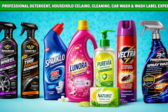 design or redesign,household celaing label for soap, detergent, product label