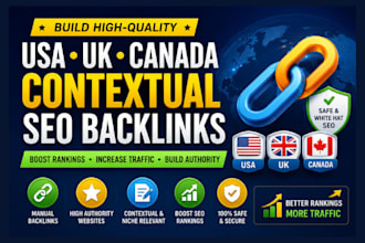 build high quality USA UK canada contextual SEO backlinks