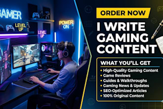 write SEO optimized gaming content for your website