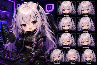 design premium chibi pngtuber avatar for twitch streamers chibi illustration