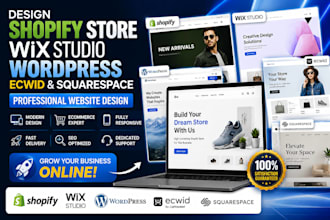 design shopify store wix studio wordpress website ecwid website squarespace