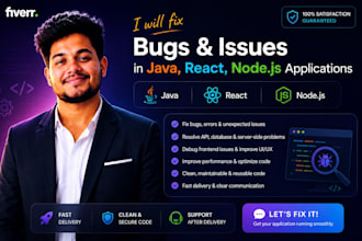 fix bugs in your react nodejs java or mern web application