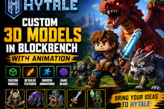create custom hytale 3d models in blockbench with animation