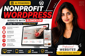 create responsive wordpress nonprofit website with elementor pro