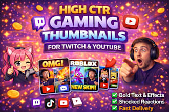 design high ctr gaming youtube thumbnail for twitch streamers
