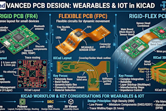 design pcb design, layout, flexible and rigid flex in kicad for wearable and iot