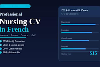 create a professional nursing CV and cover letter in french