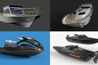 create photorealistic 3d boat, jet ski, and yacht model with realistic rendering