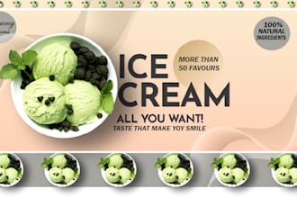 design eye catching ice cream and food promo banner for social media