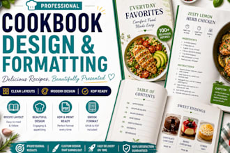 cookbook recipe book design, kdp cookbook formatting, meal plan cookbook design