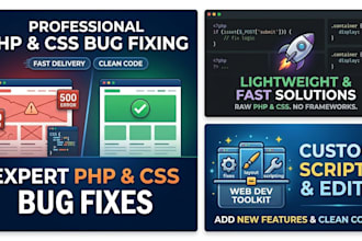 fix PHP bugs, CSS errors, and develop custom web scripts