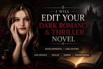 developmental edit and line edit your dark romance, thriller, or horror noveel