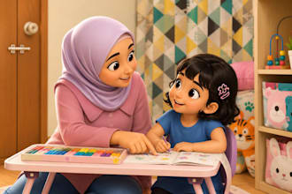 illustrate islamic storybook, muslim kid book, KDP book cover design