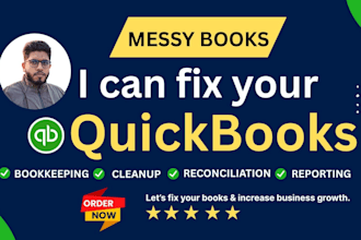fix quickbooks cleanup, setup bookkeeping with bank reconciliation