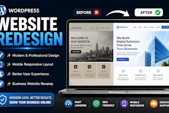 redesign wordpress website, revamp, redesign with elementor and customization