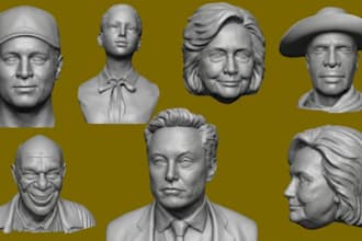 sculpt a custom 3d head model for 3d printing and busts