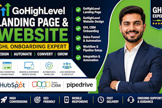 gohighlevel landing page, website ghl onboarding, expert, hubspot zoho pipedrive