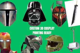 design 3d cosplay helmet event 3d mask model sword full 3d armor for 3d printing