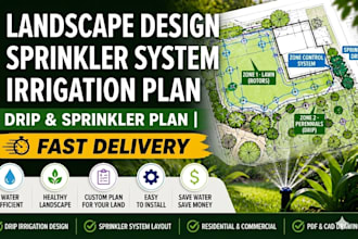 design full landscape design and sprinkler system,  irrigation plan for permit
