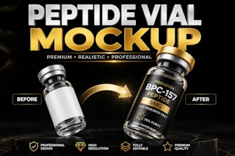 create realistic peptide vial label mockups for ecommerce