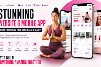 design stunning yoga workout gym sport health fitness makeup website mobile app