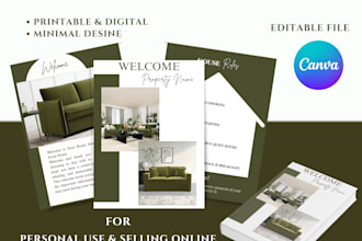 create an editable airbnb welcome book guest guide in canva